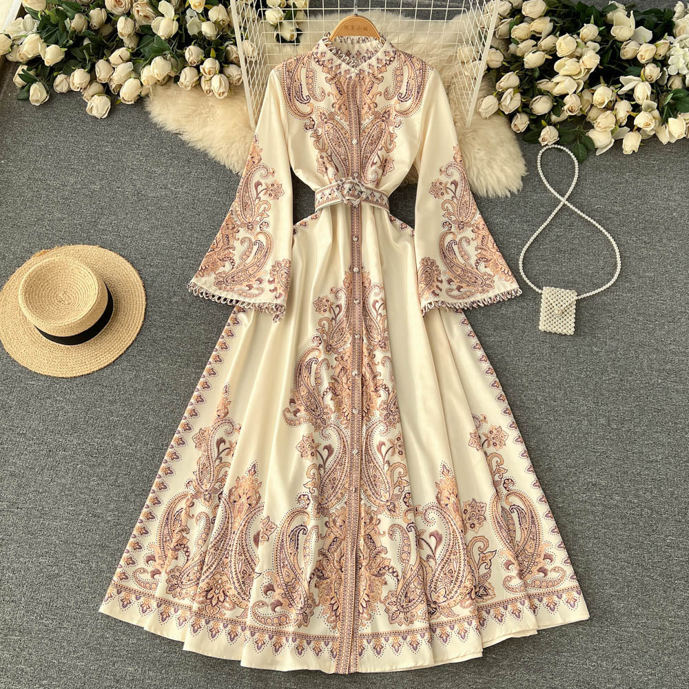 Ethnic Style Floral Printed Maxi Dress
