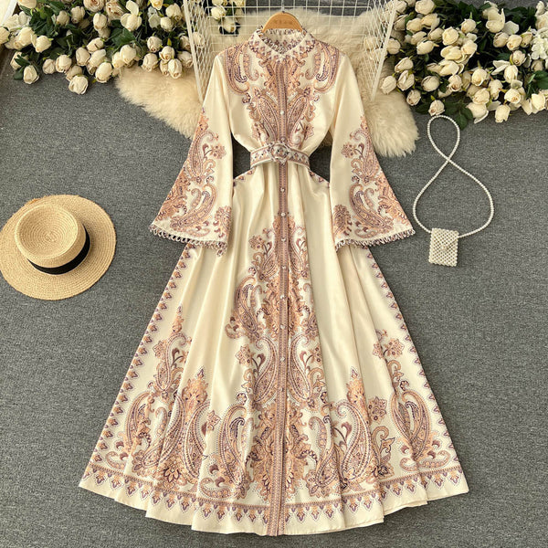 Ethnic Style Floral Printed Maxi Dress