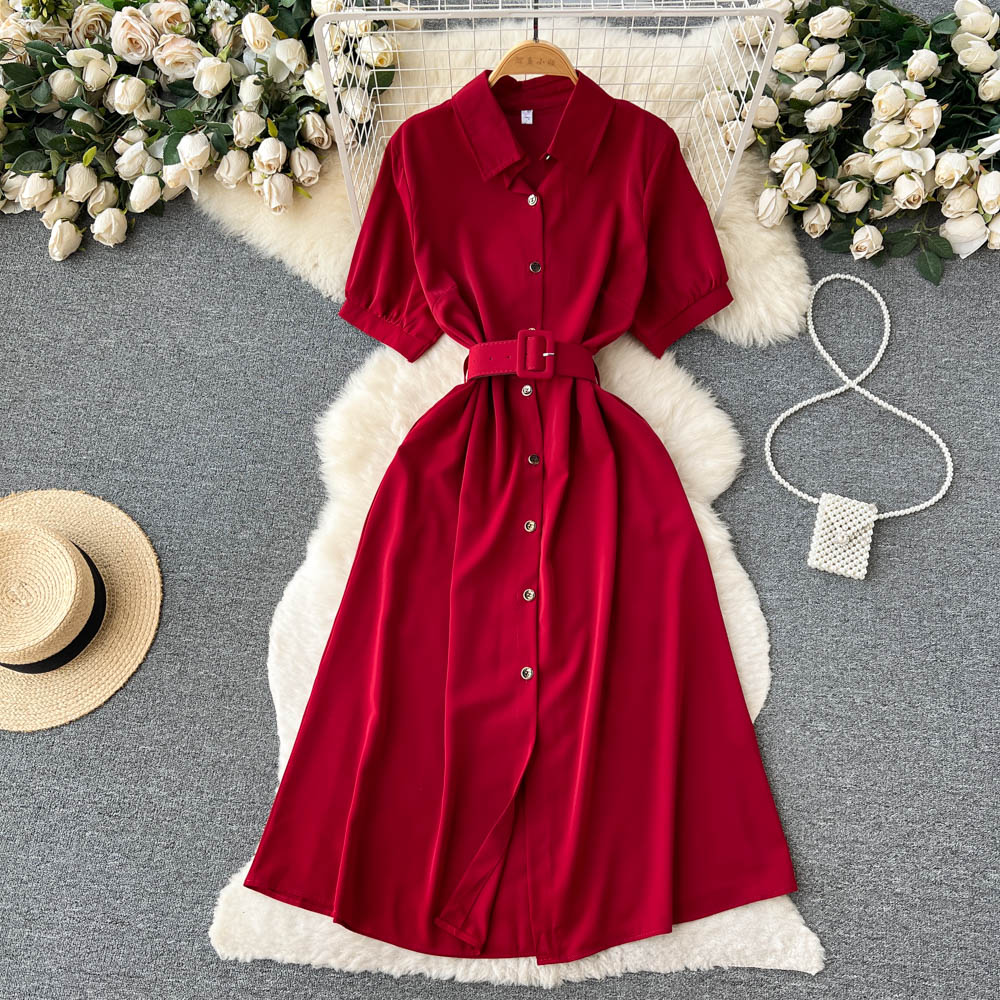 Single Breasted Platycodon Shirt Dress