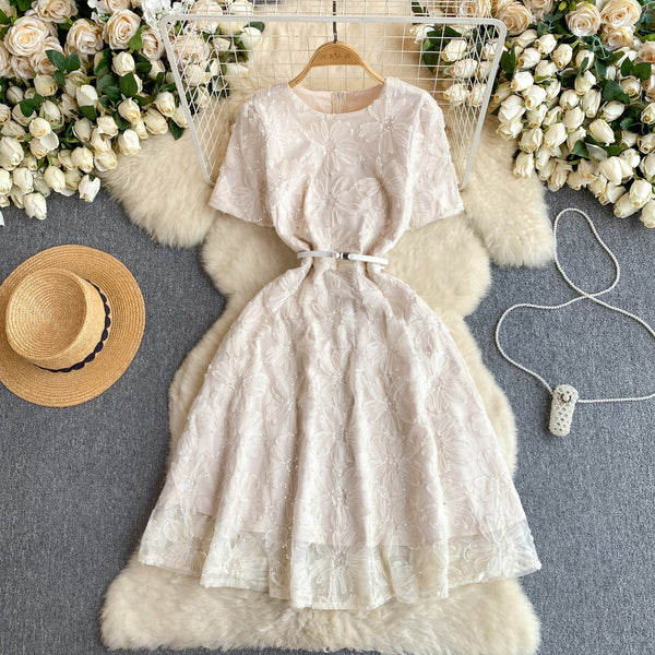 Elegant Sequined Floral Embroidered Dress