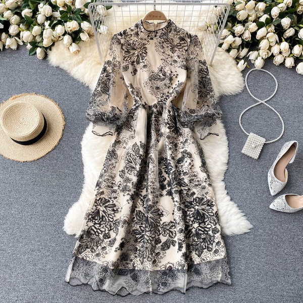 Delicate Embroidered Mesh Party Dress