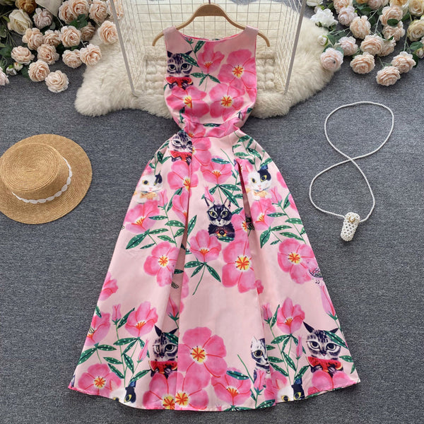 Ethnic Style Sleeveless Printed Dress