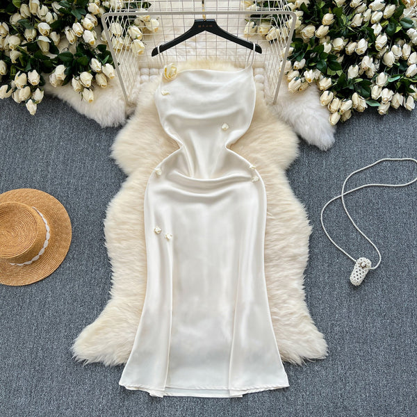 Simple Design Satin Slip Dress