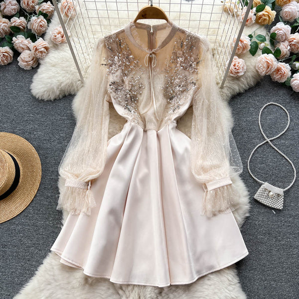 Fairy Beaded High-waisted Mesh Dress