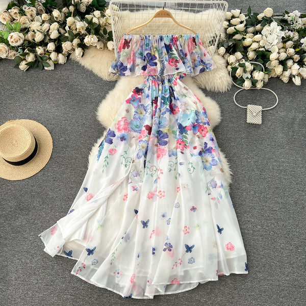 Fairy Off-shoulder Floral Chiffon Dress