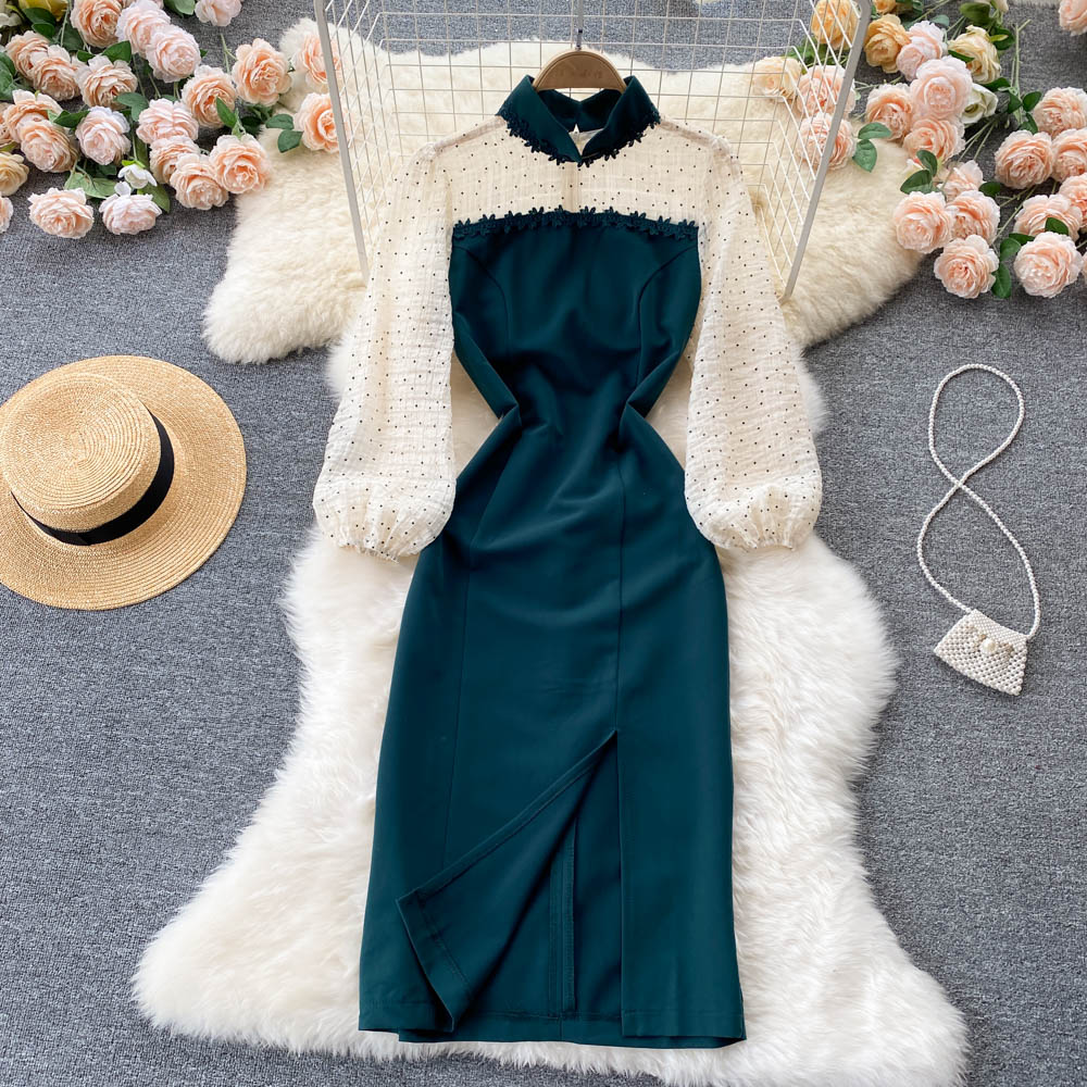 Waist-Slimming Patchwork Dress