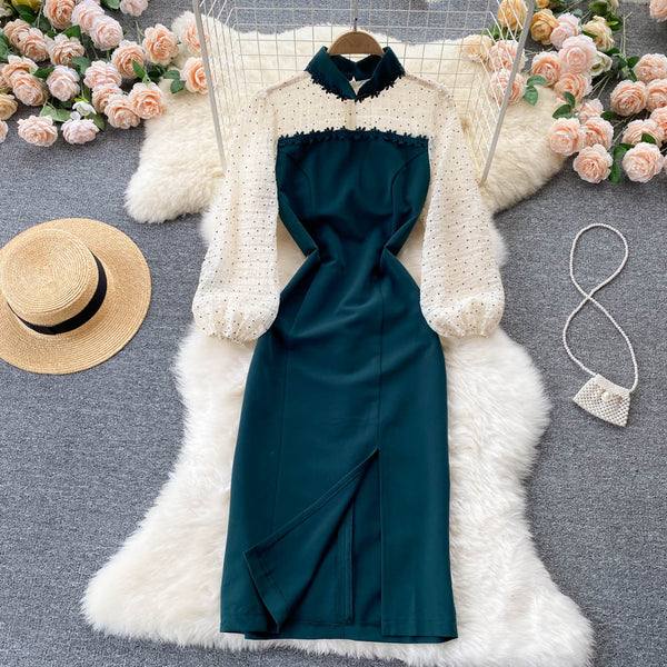 Waist-Slimming Patchwork Dress