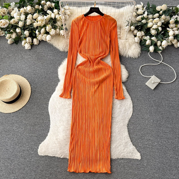 Casual Round Collar Elastic Dress