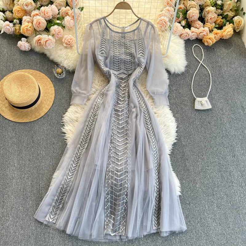 Niche See-through Mesh Patchwork Dress