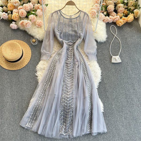 Niche See-through Mesh Patchwork Dress