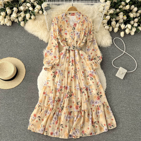 Fairy V-neck Chiffon Floral Dress