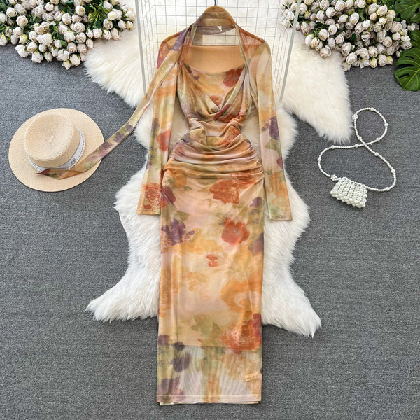 Fransız Tarzı Tie-dye File Elbise