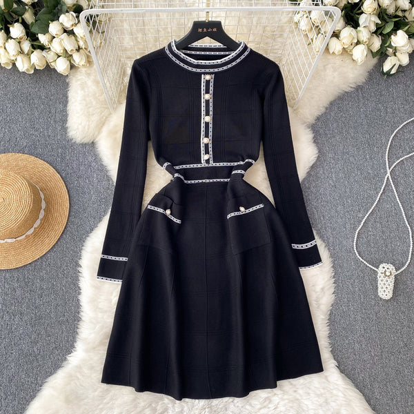 French Style Elegant Knitted Dress