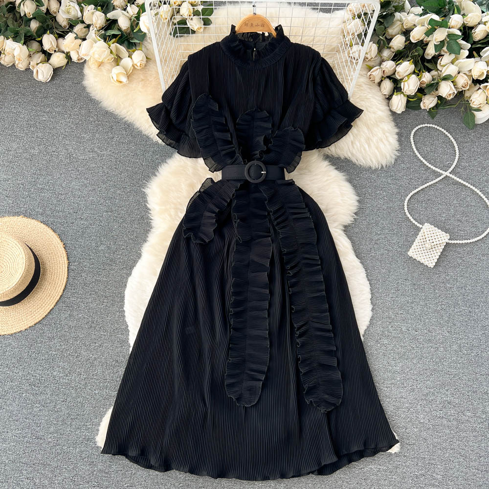 Unique Design Ruffle Short-sleeve Dress