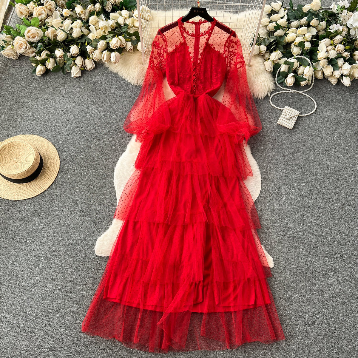 Fairy V-neck Mesh Layer Dress