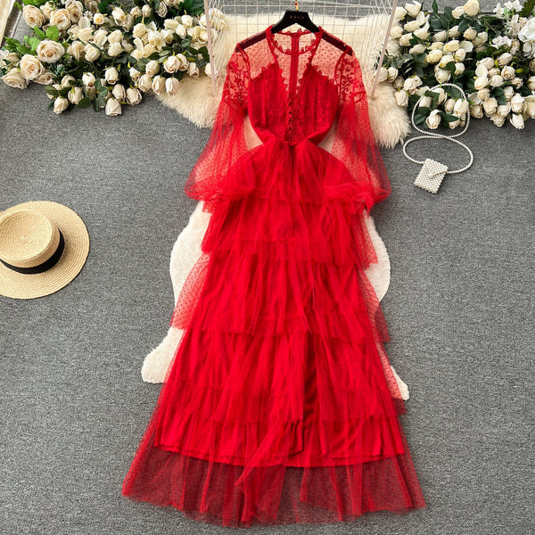 Fairy V-neck Mesh Layer Dress