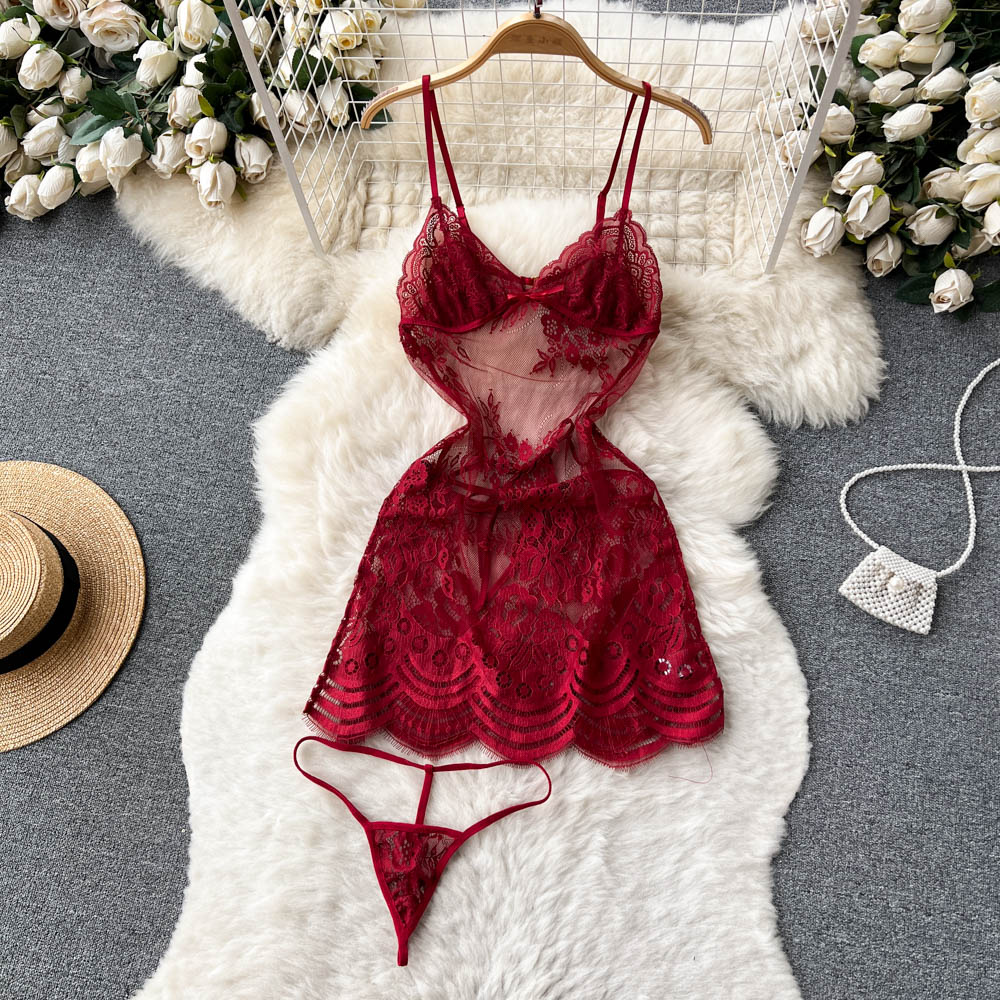 Lace Embroidered Hollowed Slip Dress