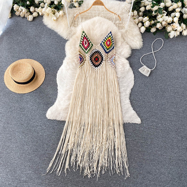 Mori Crochet Tassel Slip Dress