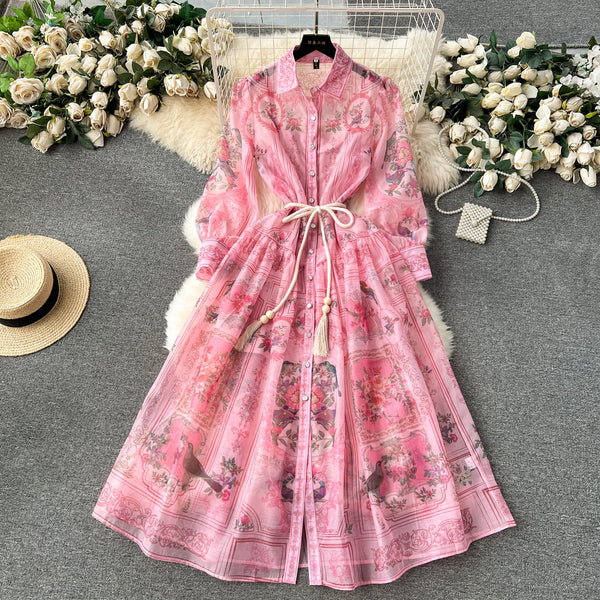 Courtly Floral Dress&Bottoming Slip Dress