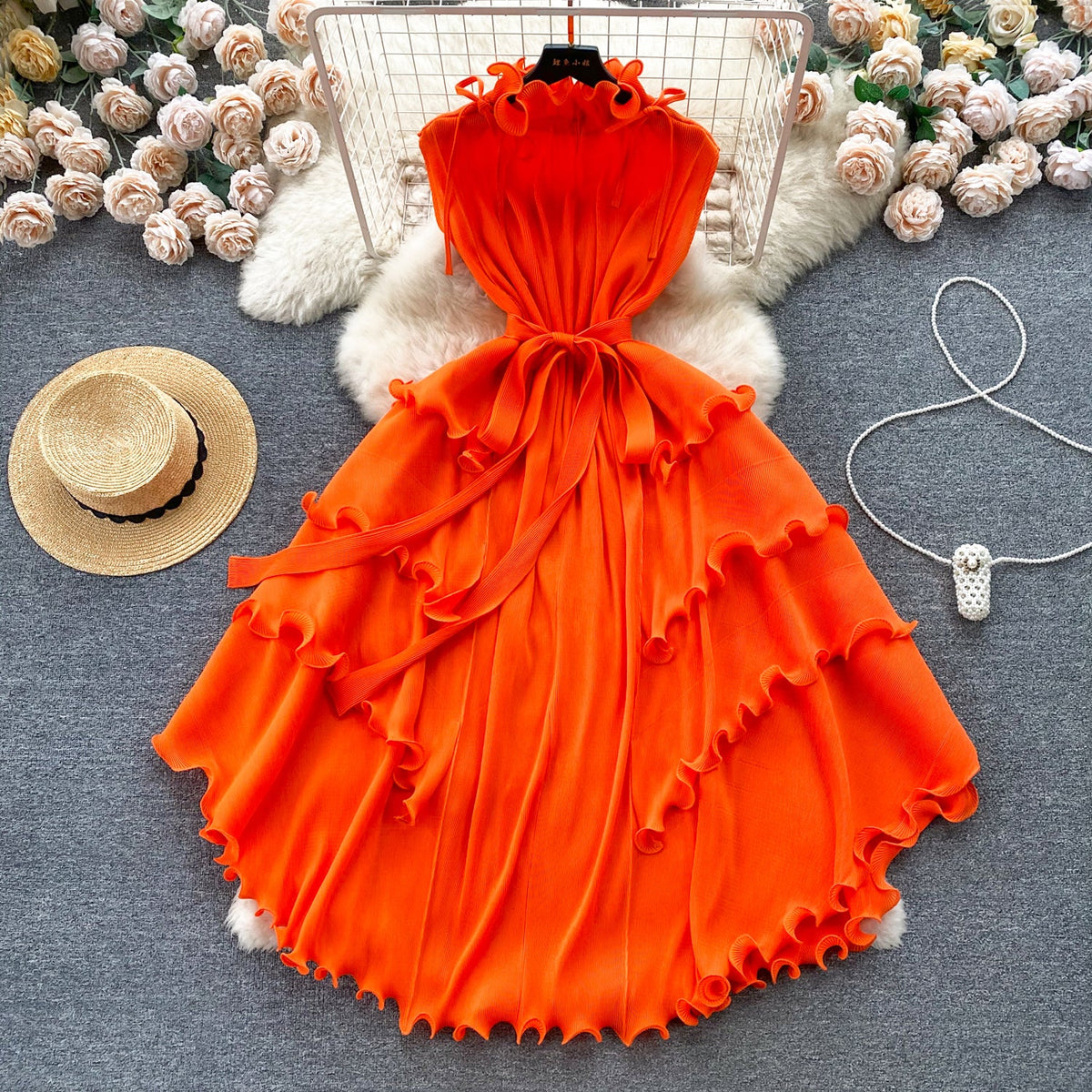 Sweetie Sleeveless Ruffled Chiffon Dress