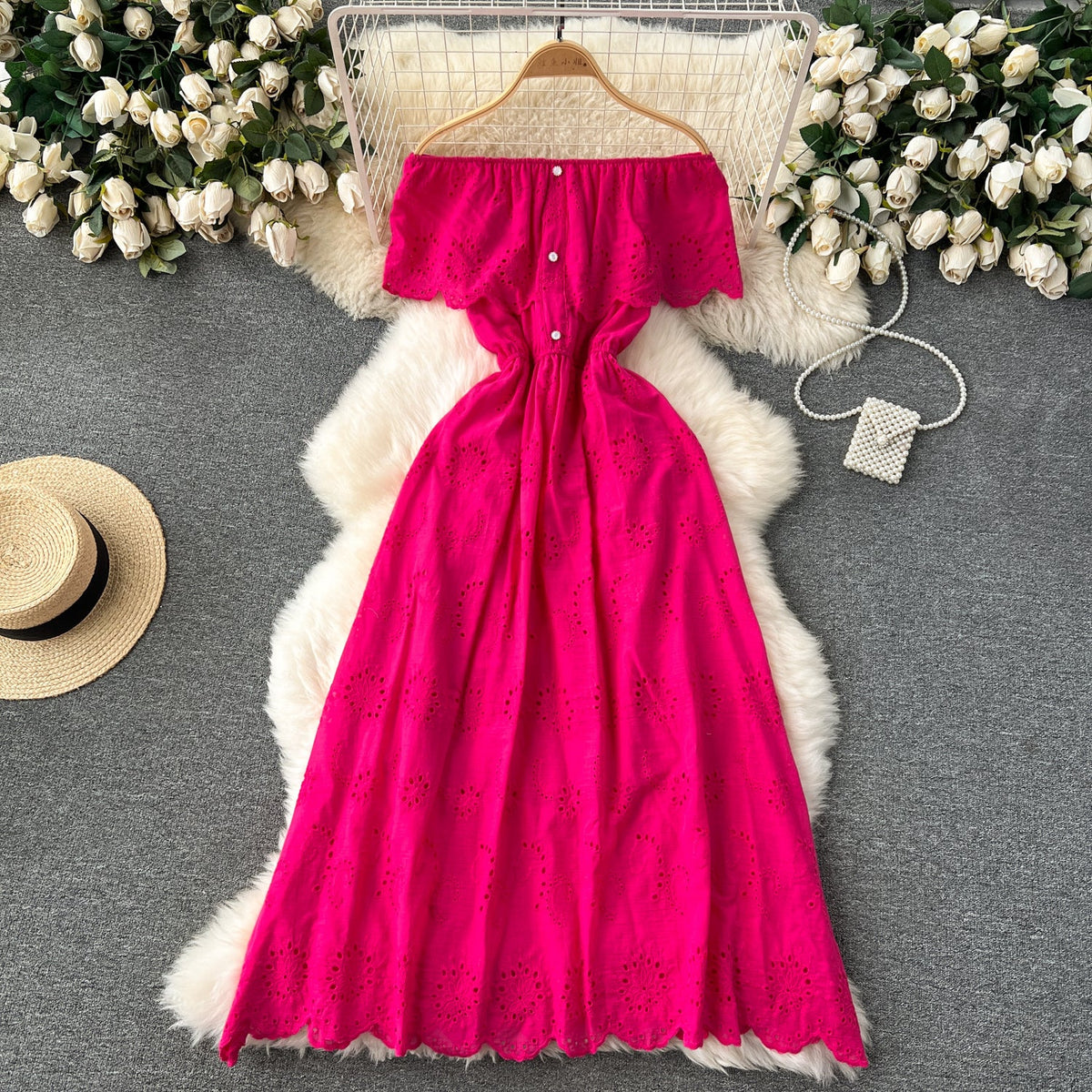 Off-shoulder Embroidered Lace Dress