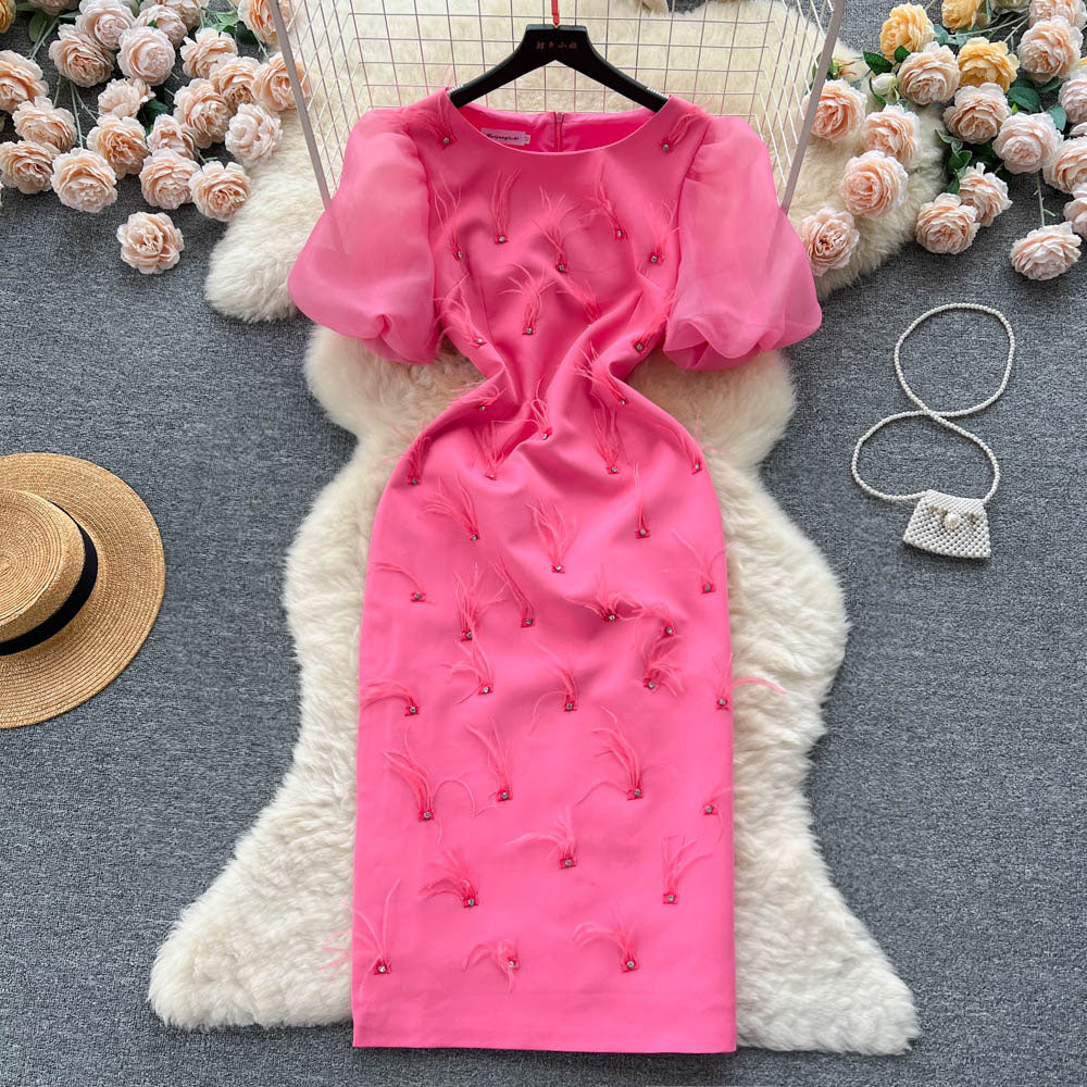 Studded Tassel Round-neck Dress