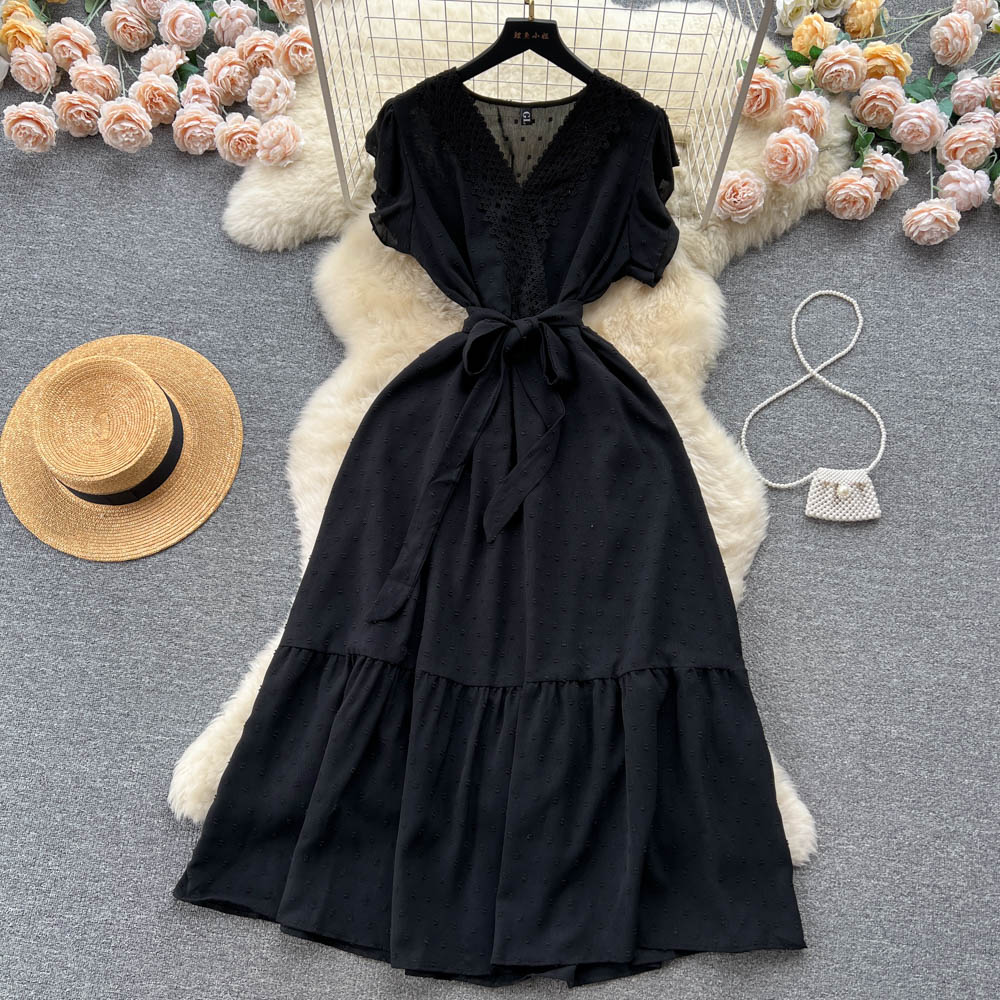 Niche Ruffled Lace Chiffon Dress