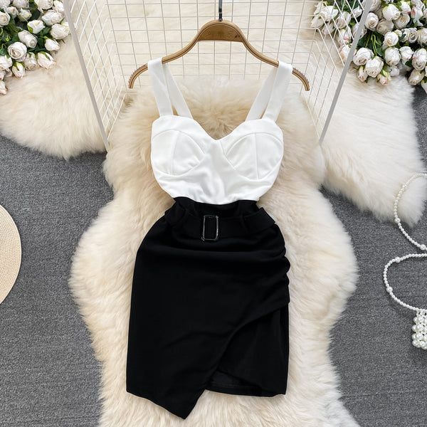 Color Blocking Patchwork Slip Dress