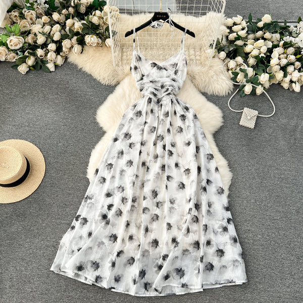 Vintage Ruffled Printed Slip Dress