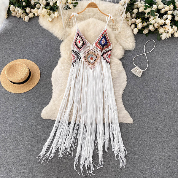 Mori Crochet Tassel Slip Dress