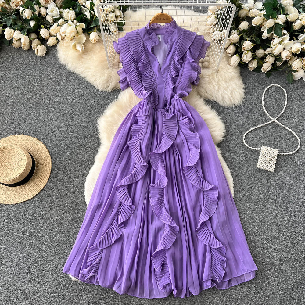 Ruffle Sleeveless A-line Dress