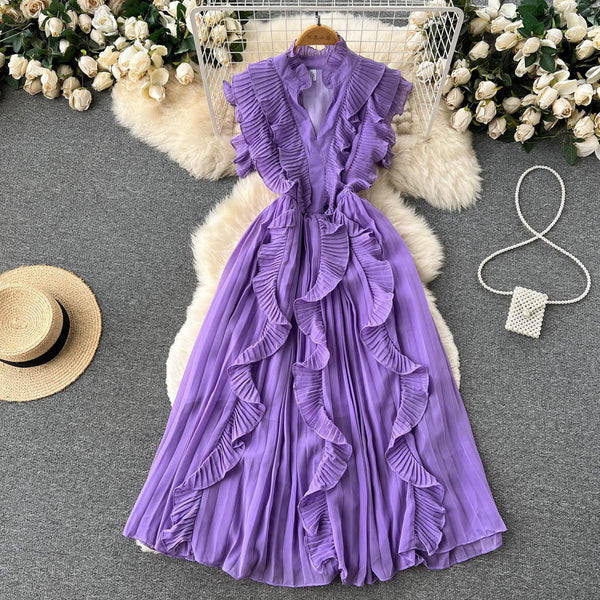 Ruffle Sleeveless A-line Dress