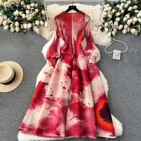 French Style Tie-dye Printed Dress