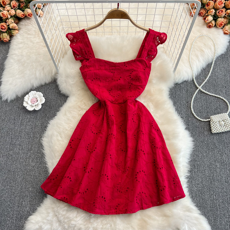Fairy Slim-fit A-line Hollowed Dress