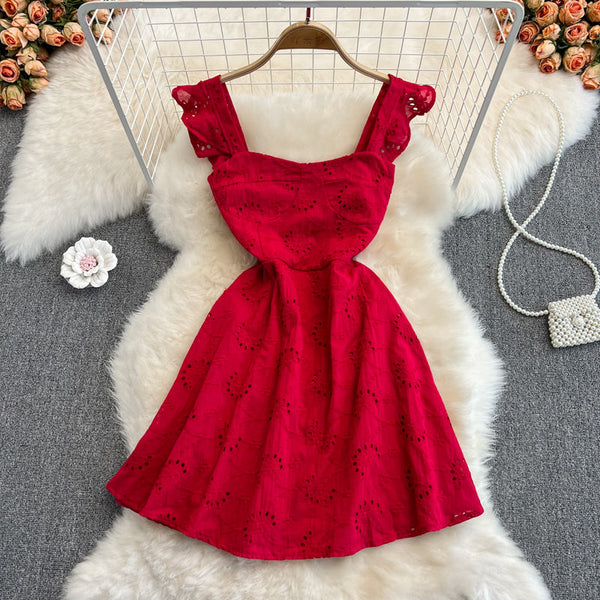 Fairy Slim-fit A-line Hollowed Dress