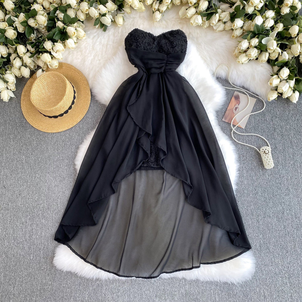 Off-shoulder Mesh Patchwork Dress