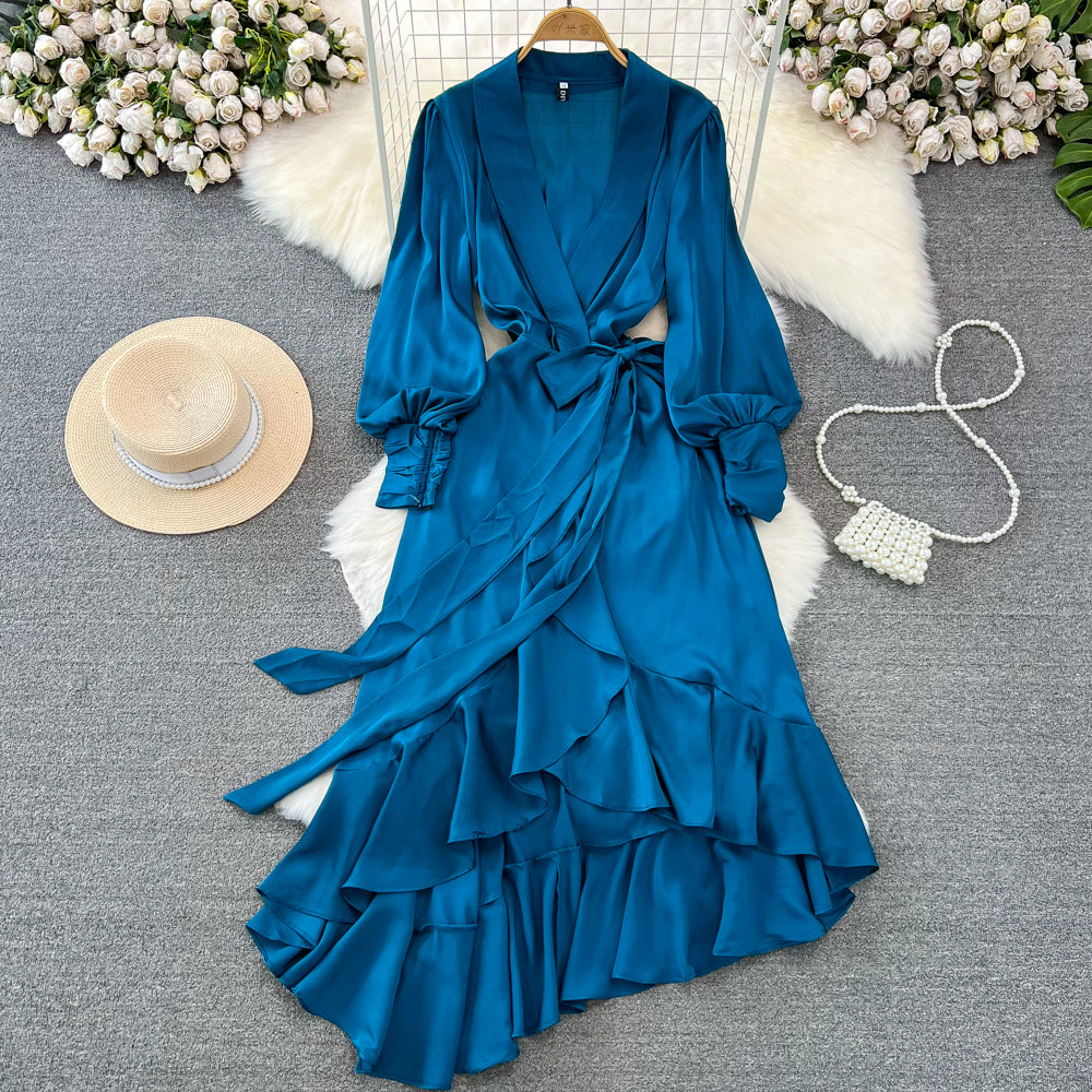 Asymmetric Ruffled Hem A-line Dress
