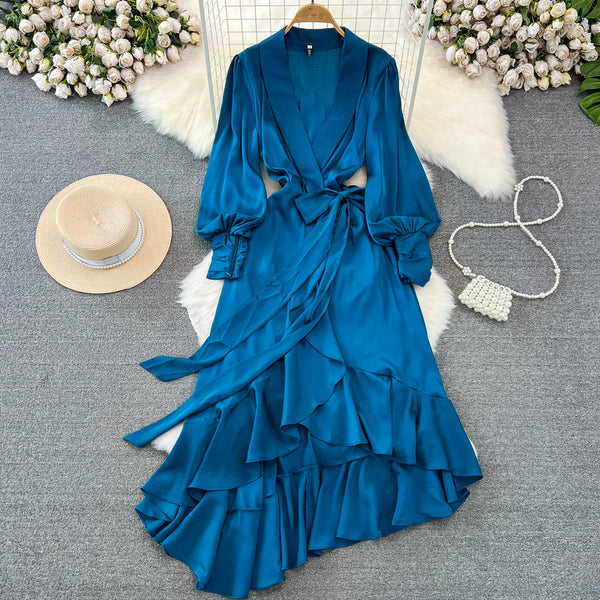 Asymmetric Ruffled Hem A-line Dress