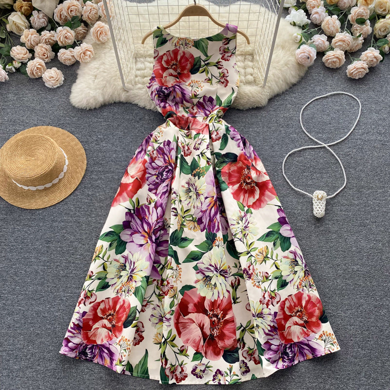 Ethnic Style Sleeveless Printed Dress