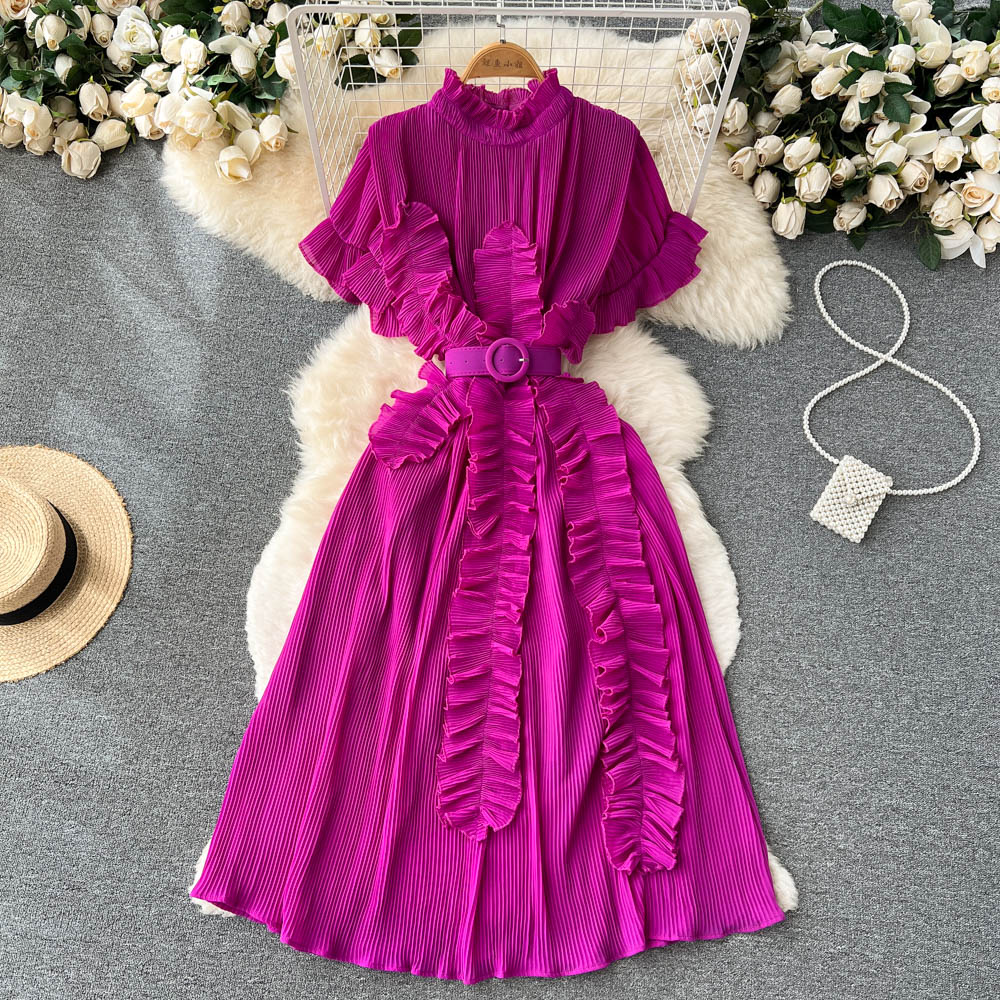 Unique Design Ruffle Short-sleeve Dress