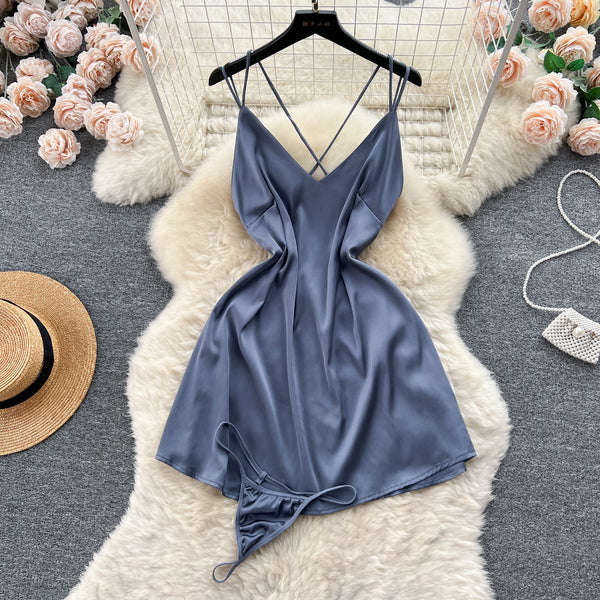 Sexy Backless Satin Slip Dress