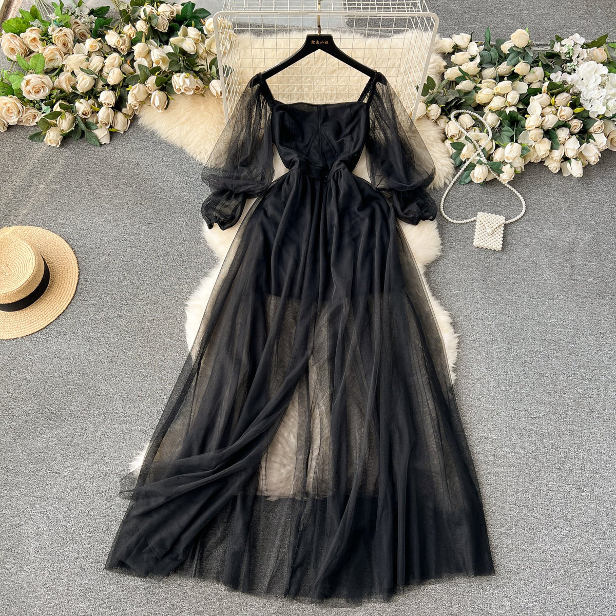 Solid Color Fairy Mesh Dress