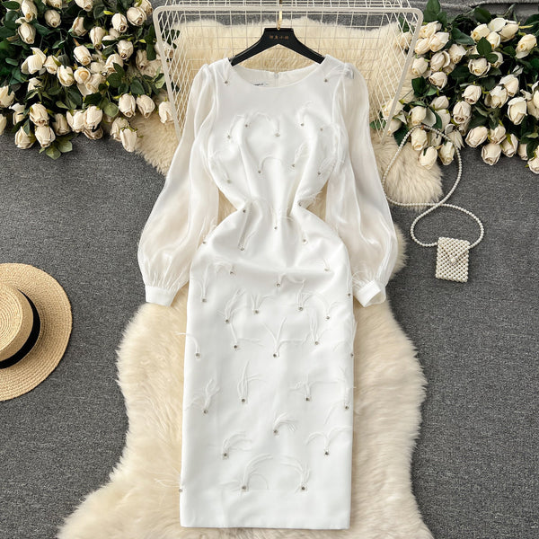 Rhinestone Studded Solid Color Dress