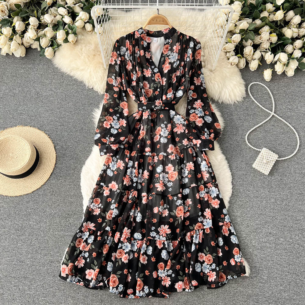 Fairy V-neck Chiffon Floral Dress
