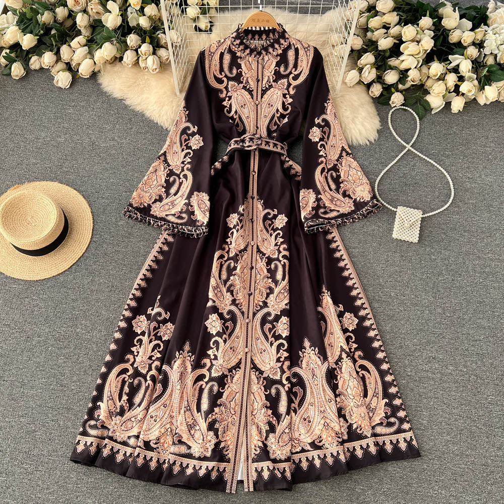 Ethnic Style Floral Printed Maxi Dress