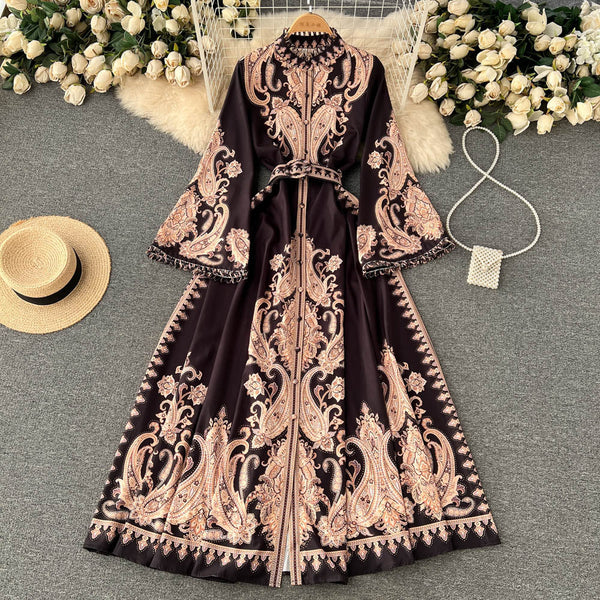 Ethnic Style Floral Printed Maxi Dress