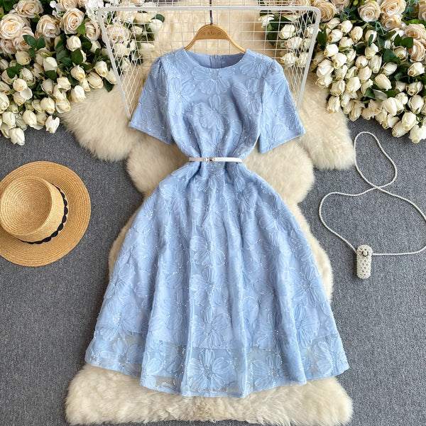 Elegant Sequined Floral Embroidered Dress