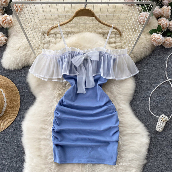 Ruffled Mesh Patchwork Dress