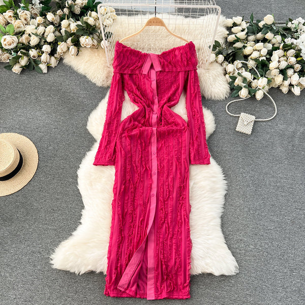Off-shoulder Ruffled Shirt Dress