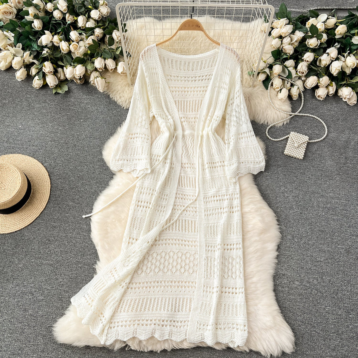 Korean Style Hollowed Crochet Dress